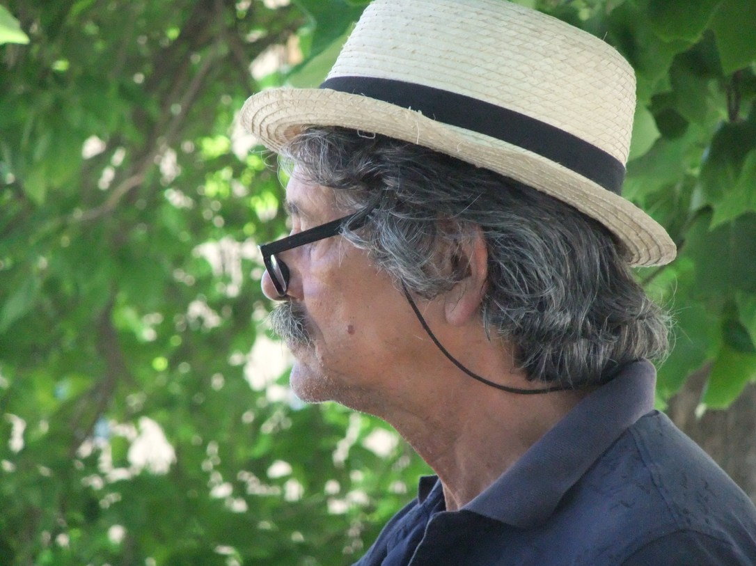 An Artist stands his easel beneath the shade of the tree lined walk along the city wall and paint pictures of the stunning architecture within Lucca